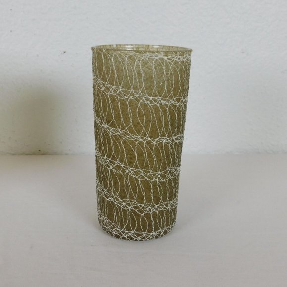 Spaghetti String Glasses Tumblers 3 Vintage Set Mid Century Rubber Drinking Cups - Picture 2 of 9